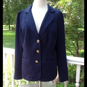 Linea Navy Blue Blazer Gold Button Jacket